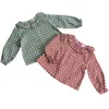 1-4yrs kinderen ruche merk baby meisje kleding herfst ontwerp meisjes katoen tops bloemen print t-shirt 210417