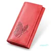 Leather Women Wallet Long Purse Butterfly Embossing Wallets Female Card Holders Phone Bag