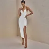 Ocstrade Arrivée Élégant Sexy Maxi Longue Bandage Robe Femmes Blanc Moulante Night Club Soirée 210527