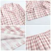 Printemps Automne Automne Hiver Vêtements Ensembles Pour Garçons Filles 2 Pièces Manteau Style Coton Pyjama Plaid Homewear Loungewear 211130