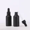 Partihandel 1oz Svart eteriska oljeflaskor för E Liquid Glass dropperbehållare med 10 stilar CAP för ditt alternativ