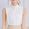 Camicia bianca vintage Colletto falso Stampa cigno Camicetta con risvolto selvaggio Top Abbigliamento donna Accessori staccabili