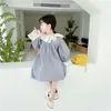 Koreanischer Stil Frühling Mädchen Kleider Spitze Peter Pan Kragen Puff Prinzessin Mädchen Kleidung E9035 210610