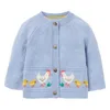 Mała Maven Dzieci Dziewczyny Ubrania Piękny Jasnoniebieski Sweter z małymi piskląt bawełniana bluza jesień strój dla dzieci 2 do 7 lat 211023