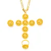 18 k Fine Solid Gold GF Necklace earrings ring large-scale Cross Pendant High quality Jewelry Sets Women's