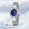 Orologio da donna al quarzo luminoso con dea del diamante, cinturino in rete, resistente all'usura, orologi da polso da donna, bellezza naturale, regalo squisito2492