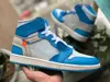 Баскетбольная обувь Jumpman University Blue 1 1s Мужская женская пыльца Seafoam Fragment Bred Patent Turbo Green Hyper Royal J Balvin UNC Chicago Ow Banned Trainer Sneakers