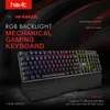 Havit mecânico teclado gamer 104 teclas azul ou vermelho switch rgb teclados tablet tablet versão russa
