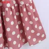 Tangada Fashion Pink Dots Print Halter Dresses for Women Back Lace Up Female Casual Beach Dress CE182 210609