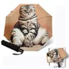 Paraplyer tabby katt tryckt hela automatiskt soligt regny parasol antiuv paraply för kvinnor mode creative 3 folding parapluie7541913