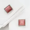 LEPTON Pink Cat Eye Stone Cufflinks for Mens Shirt Cuffs Cufflink Square Fashion Women Cuff links Relojes gemelos Best Gift