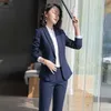 Hoge kwaliteit vrouwenbroek pak professionele jas vrouwelijke val casual blazer vrouwelijke baan interview outfit tweedelig 210527