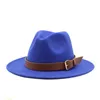 Fedora Hats для мужчин сплошные формальные платья церковь свадьба широкий краевые войлочные шляпы зима осень осень хаки бежевый ремень пряжка джазовые колпачки мужчины