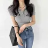 Summer Short Mouw T-shirt Tight Polo Collar Dames Stijl Dames Sexy Tops 210507