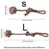 큰 작은 개 치아 청소 장난감 양방향 면화 로프 매듭 볼 물린 물린 칫솔 씹는 강아지 젖니가있는 장난감 래브라도 애완 동물 용품 TR0100