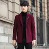 High Quality Mens Wool Trench Coat Jackets Embroidery Men Casual Slim Fit Coats Winter Turndown Business Outwear Windbreaker 210527