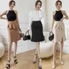 Korean Fashion Skirts High-waisted Woman Summer Solid Mid-shirt Sexy Lotus Leaf Edge Women Clothing for Female 210427