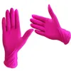 Guantes desechables Rosa Desechable Nitrilo Caucho Látex Universal Cocina Hogar Limpieza Jardinería Púrpura Negro 100pcs237I