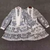 Vintage Print Dress for Women V Neck Långärmad Hög midja Patchwork Lace Hollow Out Mini Dresses Kvinnor 210520