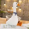 Simulation Bow Goose Plush Toy 80cm big lifelike White Goose Hug Pillow Stuffed Plushie Duck doll toys for Children Birthday Y211119