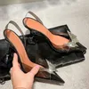 Abendschuhe, sexy, schwarze Damen-Abendschuhe, Designer-Schuhe aus transparentem PVC mit Schleife, Kristall-Diamant-Schnalle, Dekorationsschuh, hochwertige Damen-Sandalen in großen Größen