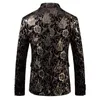 Mens Rosa Floral Ouro Vestido Terno Slim Fit botão único elegante Blazer Jaqueta Homens de casamento noivo do noivo Jaqueta de smoking para festa 210522