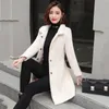 Yün Ceket Kadınlar Kış Kore Mizaç Ince Moda Kayısı Uzun Kollu Kalın Sıcaklık Karışımları Ceket Feminina LR1020 210531