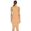 무료 여성 여름 불규칙 드레스 섹시 한 숄더 민소매 백리스 바디 콘 드레이프 클럽 파티 Vestidos 210524