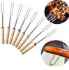Roestvrij staal BBQ Marshmallow Roosting Sticks Uitstrekkende Broaster Telescoping Koken / Bakken / Barbecue SXA10