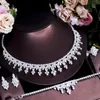 Boucles d'oreilles Collier CWWZircons Africain Blanc Zircone Cubique Pave De Luxe Fiançailles Costume Ensembles De Bijoux Pour Les Mariées Banquet De Mariage Accessori