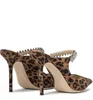 Sandales de conception élégante Bing mules en cuir à imprimé léopard robe talons hauts femmes cristal perle sangle femmes pompes bout pointu sexy dame chaussures de marche EU35-43
