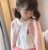 Милый кардиган для девочек, осенние детские розовые вязаные свитера для девочек, куртка, однобортное пальто, детский джемпер039s, Clothes275F6148034