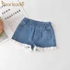 Bear Leader Girls Kids Fashion Shorts Summer Baby Girl Denim Pants Toddler Red Sashes Pant Children Clothes For 3-7Y 210708