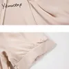 Yitimuceng nep 2 stuks jurken vrouwen zomer bandage rits high taille puff sleeve a-lijn Koreaanse mode elegante jurk 210601