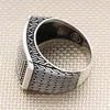 Bague en argent Sterling 925 pur pour hommes, Design Simple à motifs, accessoires cadeaux, bijoux turcs faits à la main