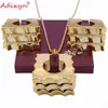 Adixyn Dwa Desigh Square Kolczyki / Wisiorek / Naszyjnik Rose Gold Color Zestaw Biżuterii dla kobiet Prezenty N031915