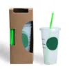 Tasses à café en plastique de marque tasse couvercle de verres de transparence réutilisable 24 oz / 710 ml tasse de boisson froide environnementale coupe résistant à la chaleur gobelet vente en vrac HH21-412