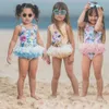 UPF 50 + enfants maillots de bain bébé filles dessin animé tutu maillot de bain d'été sans manches vêtements de plage vêtements pour bébés maillot de bain marque vente 210816