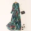 Повседневные платья, весеннее женское платье макси из 65% шелка высокого качества, модное элегантное богемное платье с длинными рукавами B404