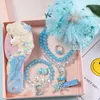 Ohrringe Halskette Kinder Cartoon Meerjungfrau Halskette, Armband, Haarnadel, Ring, Ohrring, Steckkamm Set Geschenkbox Geschenke bevorzugt