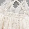 Meisjes vest jurken voor kinderen mouwloze witte kant bloem borduurwerk backless prinses tutu baljurk kinderen zomer sundress q0716