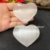 Selenite bianca da 60 mm, amore premuroso, cuore, cristallo, artigianato, preoccupazione, tasca, pietra, con effetti curativi e calmanti, longherone in raso ad alta energia, utilizzato per la pulizia e la protezione.