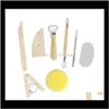الفنون الحرفية الحرف الهدايا المنزلية حديقة 8pcs مجموعة أدوات الصلصال من الفولاذ المقاوم للصدأ الخشب الإسفنج الأدوات السيرامي