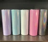 Sublimation Tumbler 20 oz Glitter Tumblers Tasses En Acier Inoxydable Skinny Tumber Rainbow Isolé Sous Vide Bière Tasse À Café avec Paille SN2155