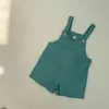 Macacões de algodão infantil verão novo criança menina e menino moda sólida roupas casuais bolso solto decoração jumpsuit 210413