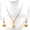 18 k Stamp Gold G/F Circle Pendant Necklace and Earrings Party Gift Jewellery Set Figaro Chain Link 600* 3mm