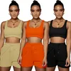 Diseñador Mujer Jogger Traje Ropa de verano Bordado Chándales Trajes negros Sin mangas Camiseta sin mangas + pantalones cortos Conjunto de dos piezas S-XL Letras Ropa deportiva Sudaderas casuales