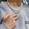 Ketten Retro Geometrische Design Imitation Perle Doppelschicht Halskette Kreative Hip Hop Stil Männer Und Frauen Gleichen Schmuck Zubehör GIF