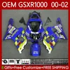 Kit carrosserie bleu OEM Movistar pour SUZUKI GSXR 1000 CC GSXR-1000 01-02 Carrosserie 62No.21 GSXR1000 K2 1000CC 2001 2002 2002 GSX-R1000 GSX R1000 00 01 02 Carénages de moulage par injection