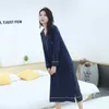 Women Spring Autumn and Winter Plus Size Loose Modal Nightdress Solid Color Home Wear Black Nightgown with Pocket Sleep Dress 210924